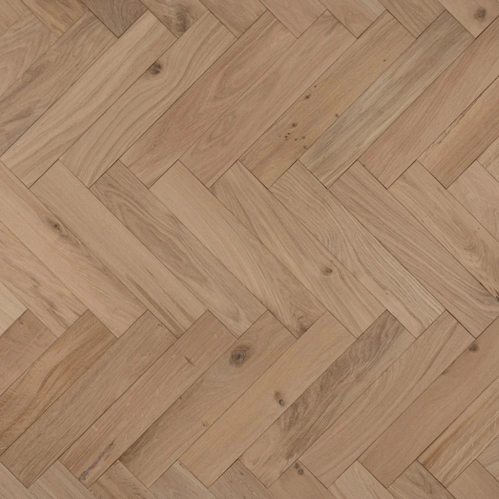 Engineered Herringbone Oak Parquet 14/3x90x450mm Unfinished Micro Bevell