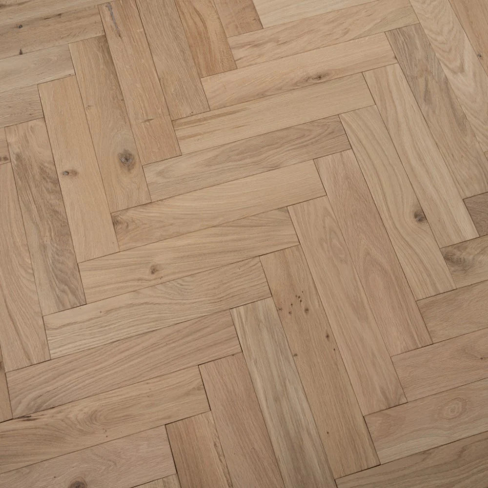 Engineered Herringbone Oak Parquet 14/3x90x450mm Unfinished Micro Bevell