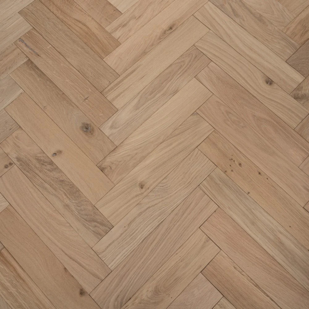 Engineered Herringbone Oak Parquet 14/3x90x450mm Unfinished Micro Bevell