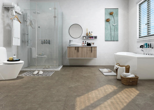 SPC Tile Effect Brown 6.5/0.5mmx310x600, with Built-In Underlay